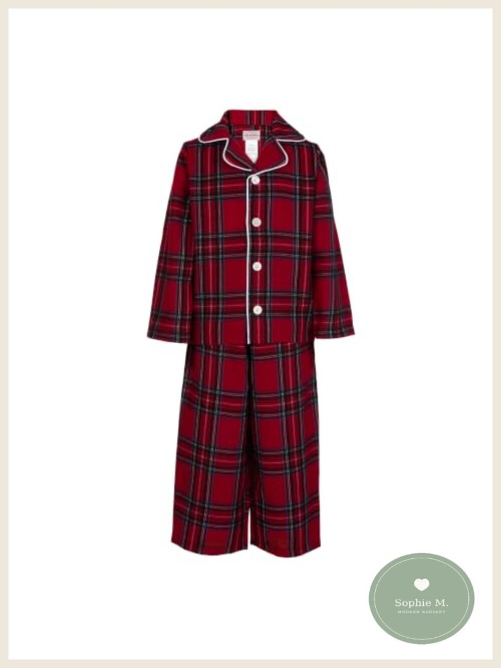 Kids 2-Piece Flannel Pajama Set Notch Collar Button Front